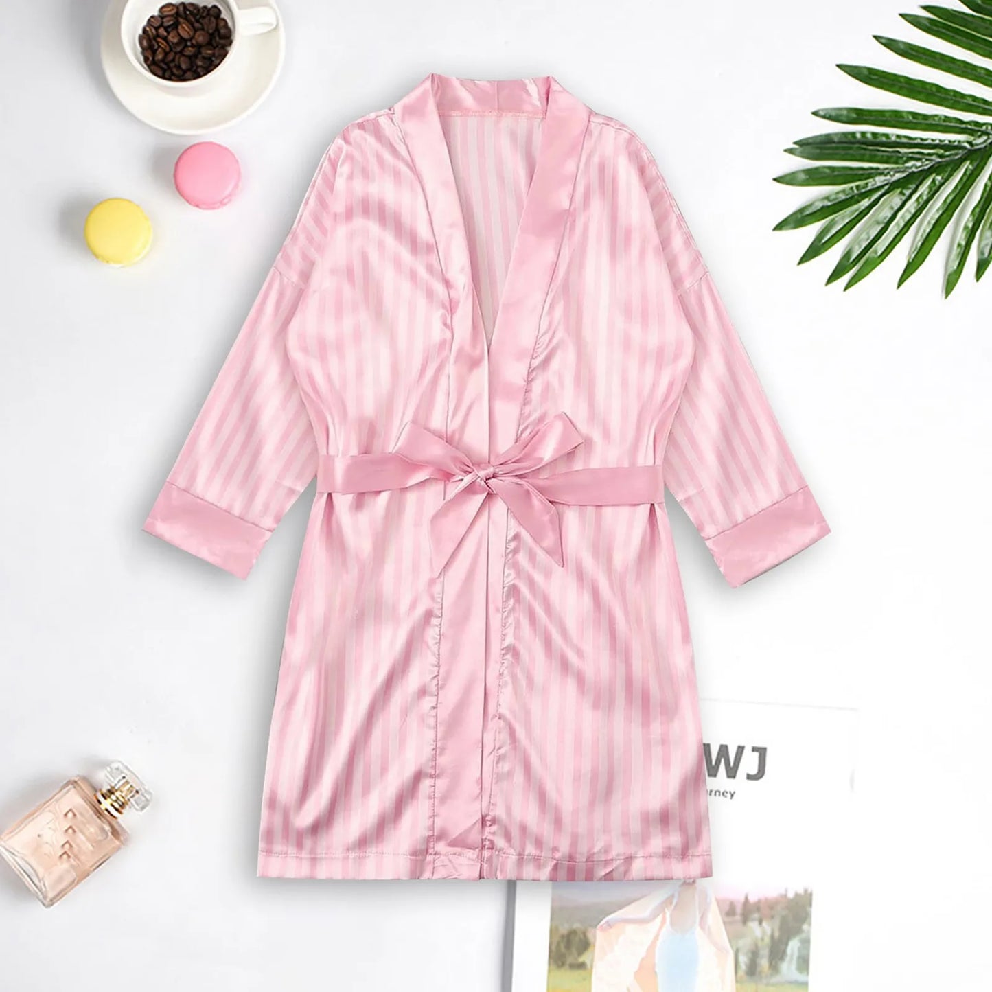 Sexy Satin Pajamas Robe, Silk Underwear Women Sleepwear Nightdress Lingerie Robes Open Cup Lingerie Japanese Sleepwear clothing